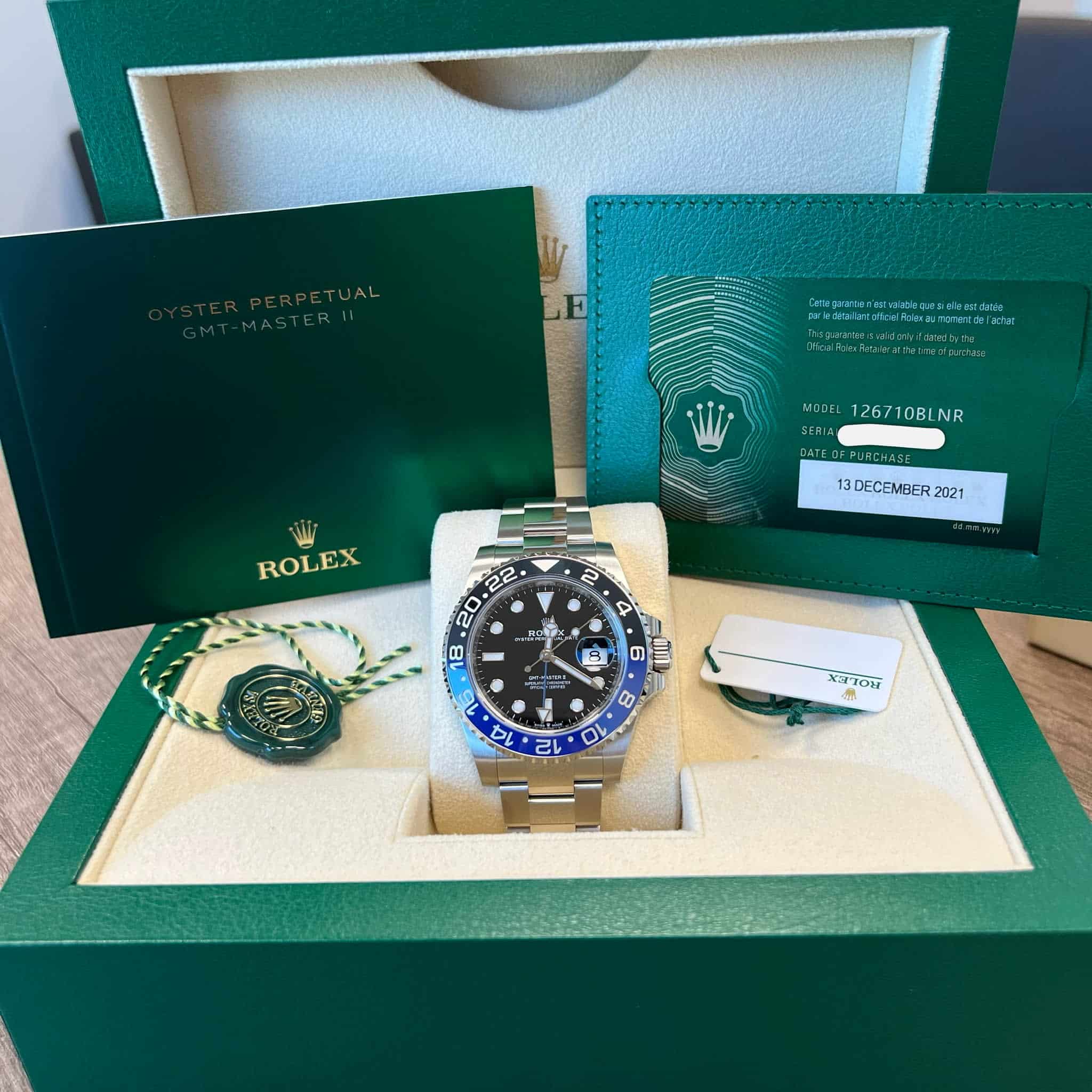 Rolex 126710BLNR GMT Master II Batman Stainless Steel Black Dial Oyster Bracelet Like New 2021 Box/Papers