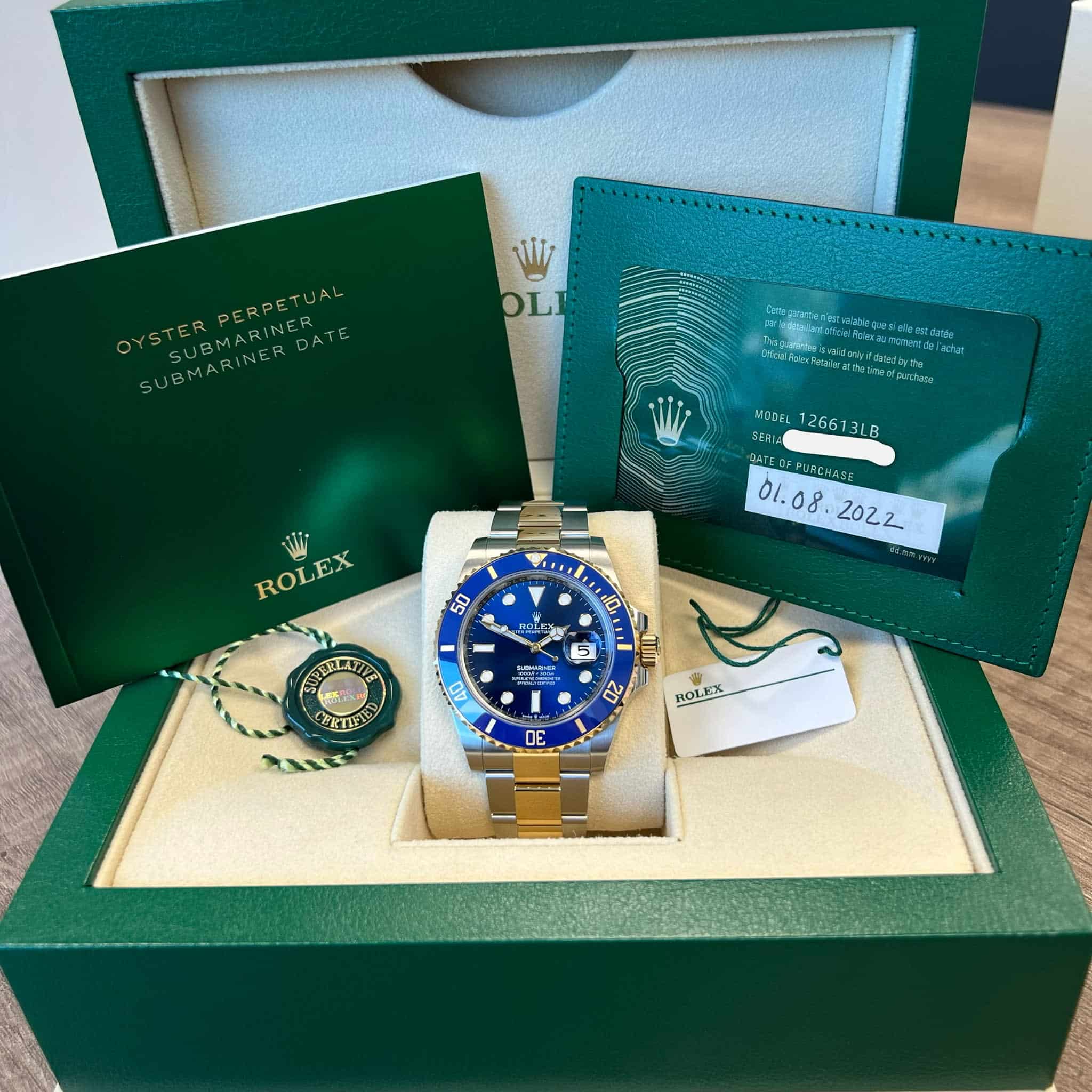 Rolex 126613LB Submariner Date Stainless Steel & 18K Yellow Gold Blue Dial/Bezel Oyster Bracelet New 2022 Box/Papers