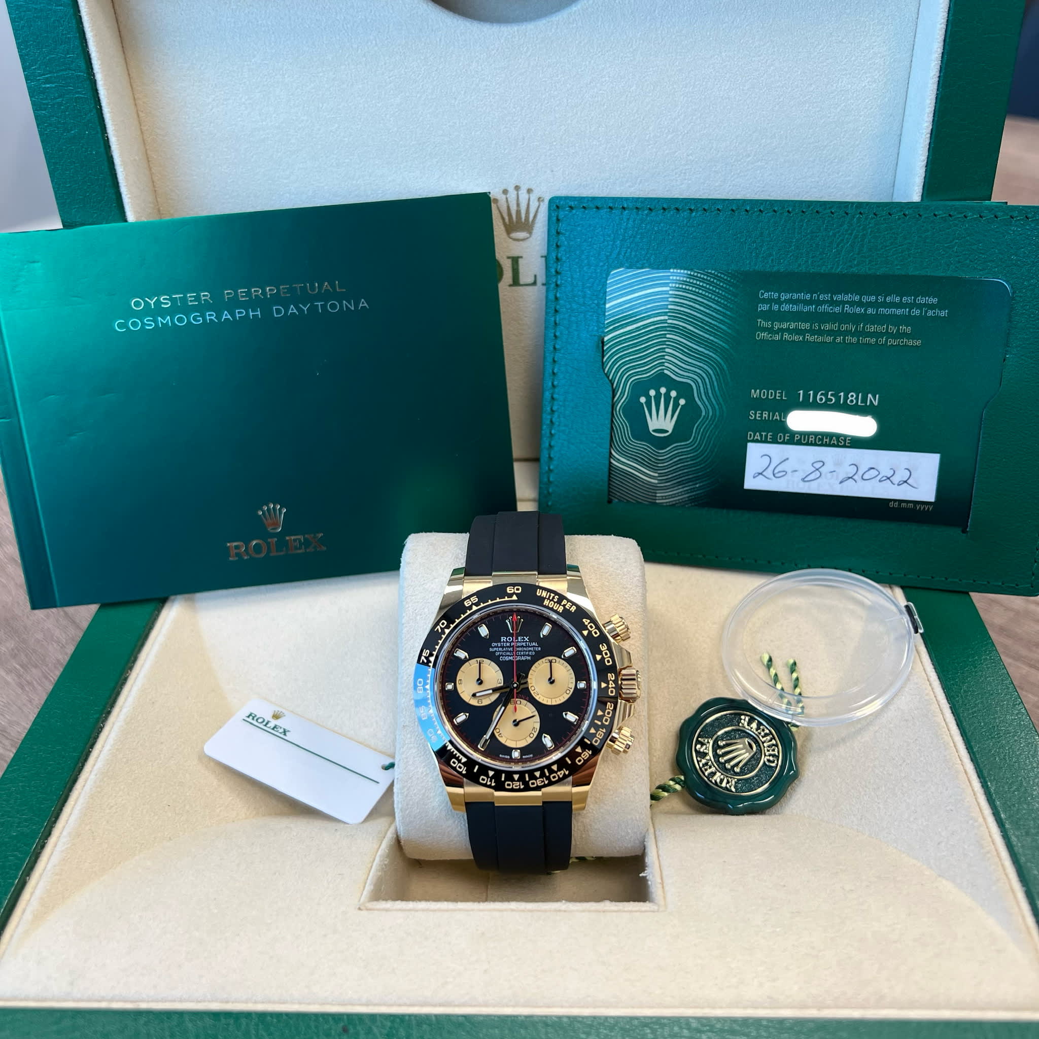 Rolex 116518LN Daytona 18K Yellow Gold Paul Newman Dial Oysterflex Bracelet New 2022 Box/Papers