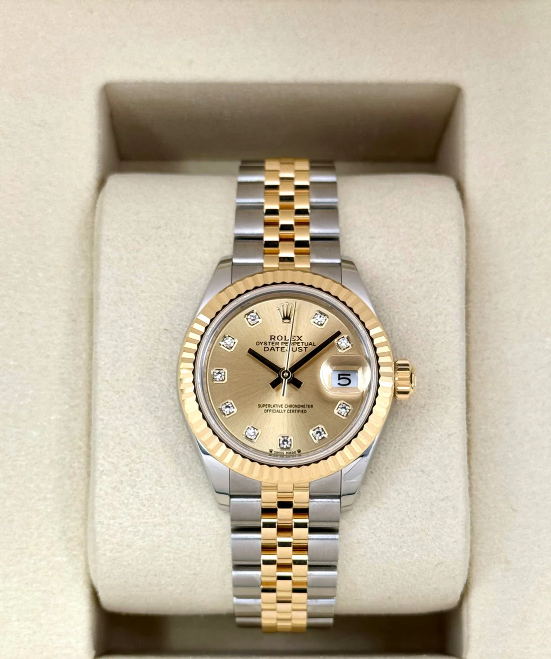 NEW 2025 Rolex Lady Datejust 28mm 279173 Jubilee Champagne Diamond Dial