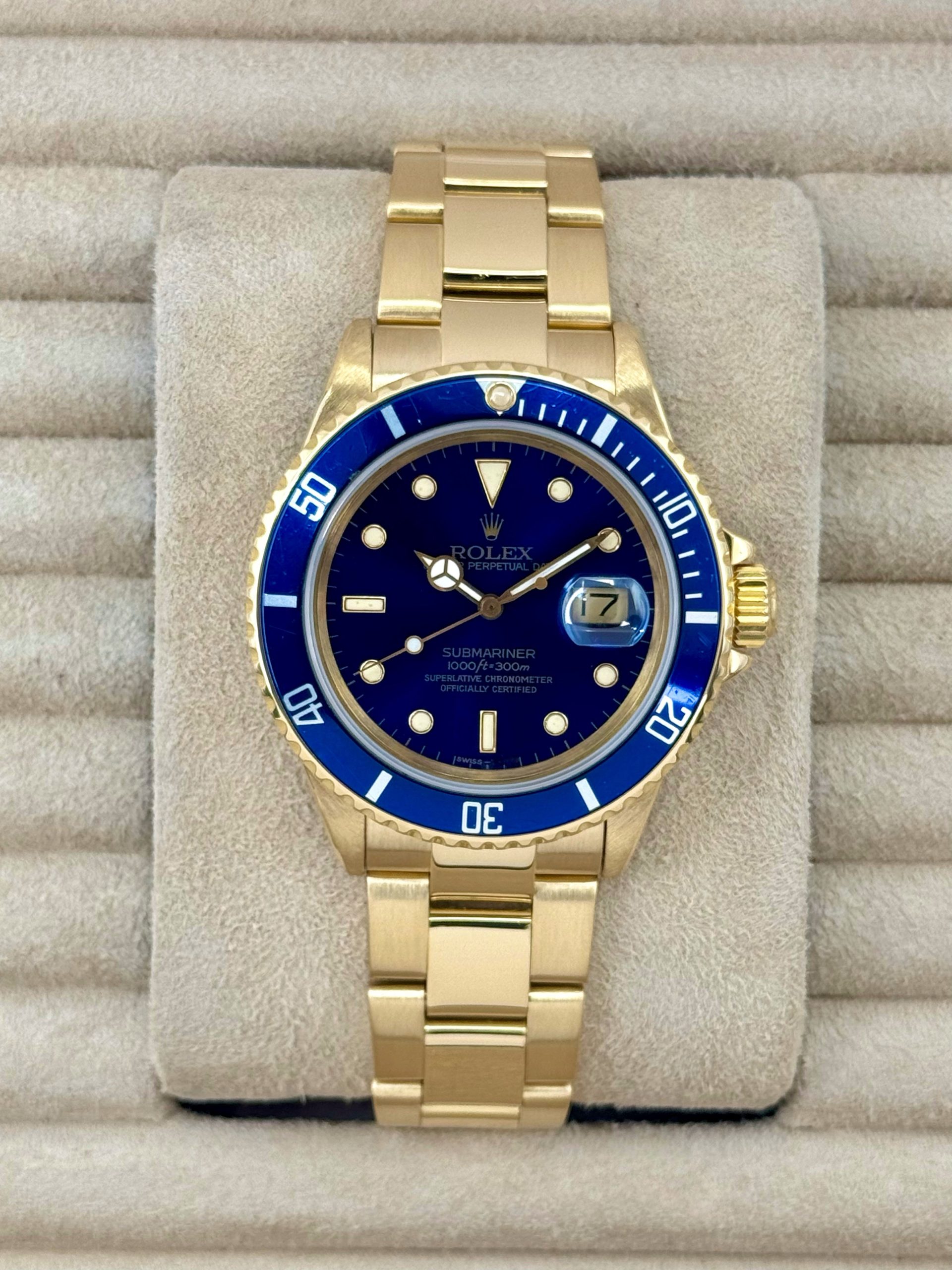 1987 Rolex Submariner "Bluesy" 40mm 16808 Yellow Gold Blue Dial