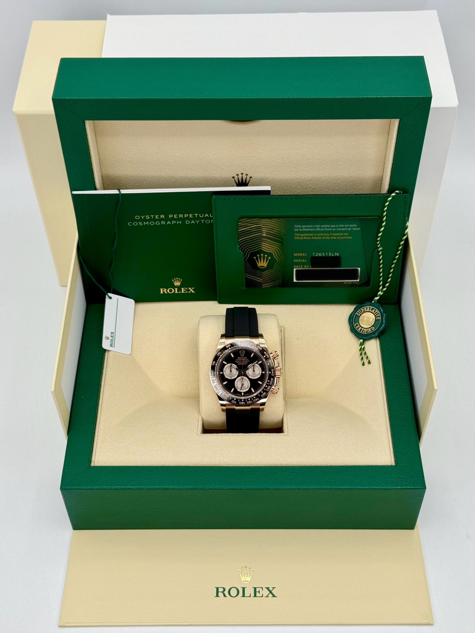 NEW 2025 Rolex Daytona 40mm 126515LN Rose Gold Oysterflex Black Dial - Image 12