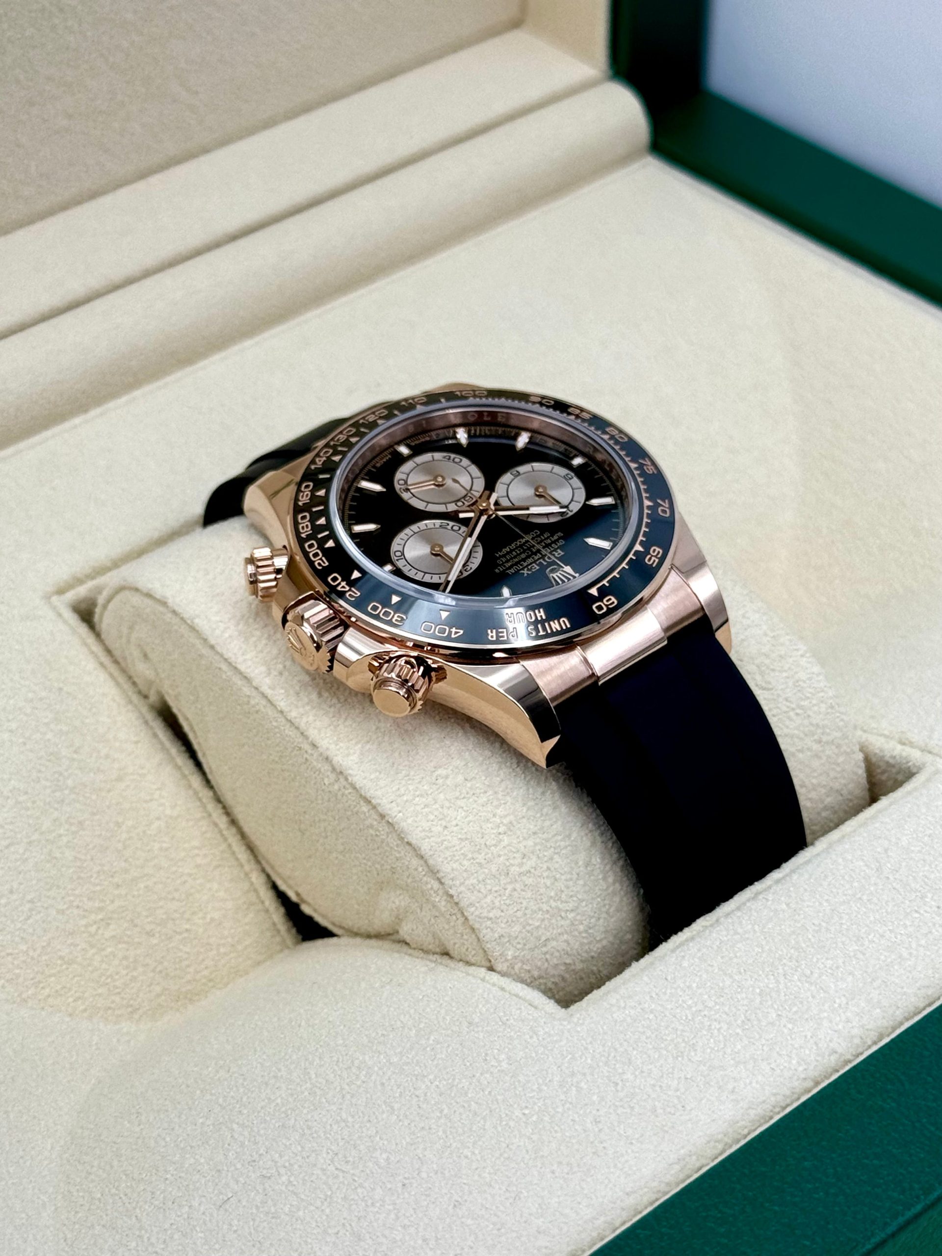 NEW 2025 Rolex Daytona 40mm 126515LN Rose Gold Oysterflex Black Dial - Image 8