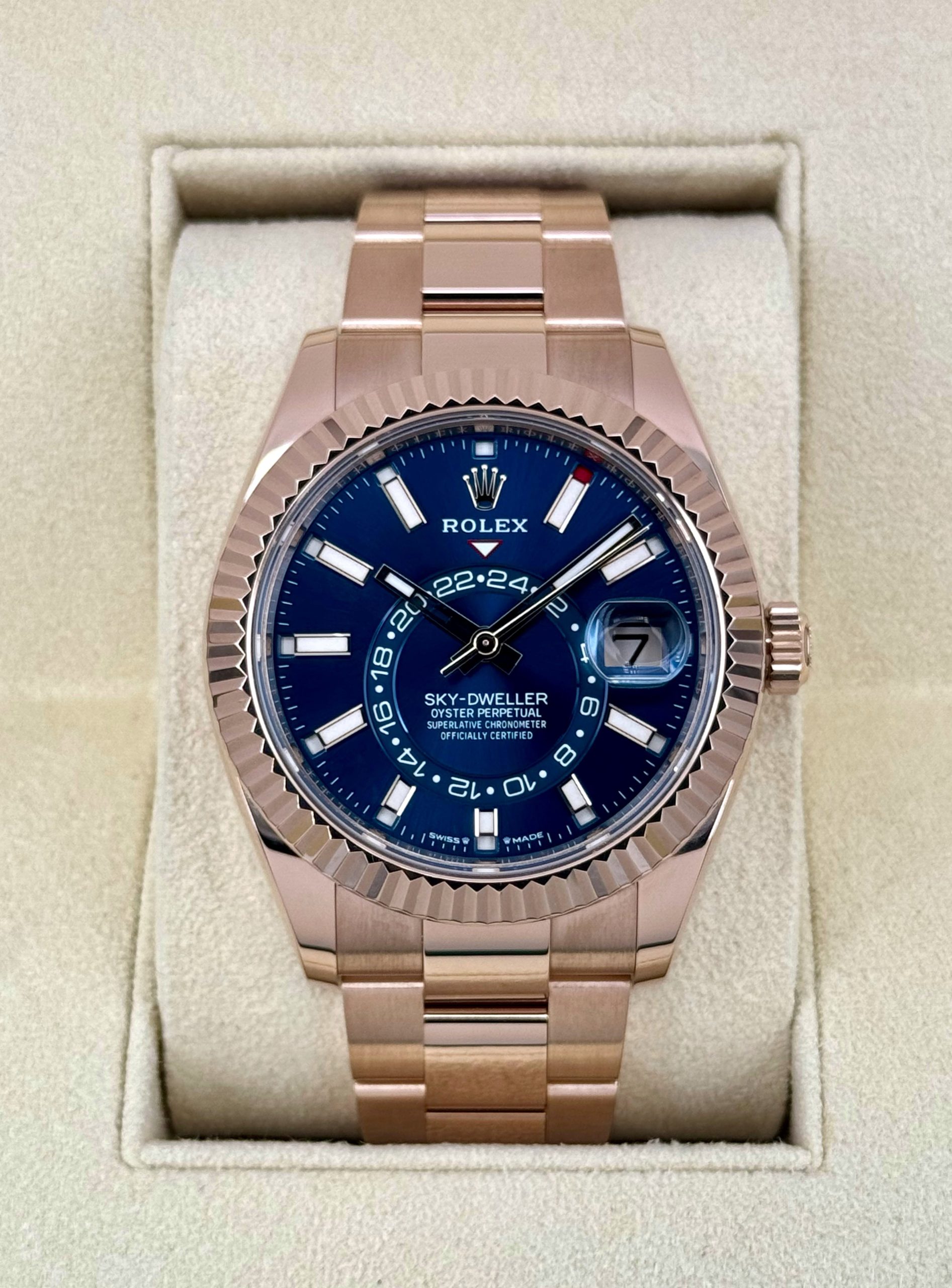 2023 Rolex Sky-Dweller 42mm 336935 Rose Gold Blue Dial