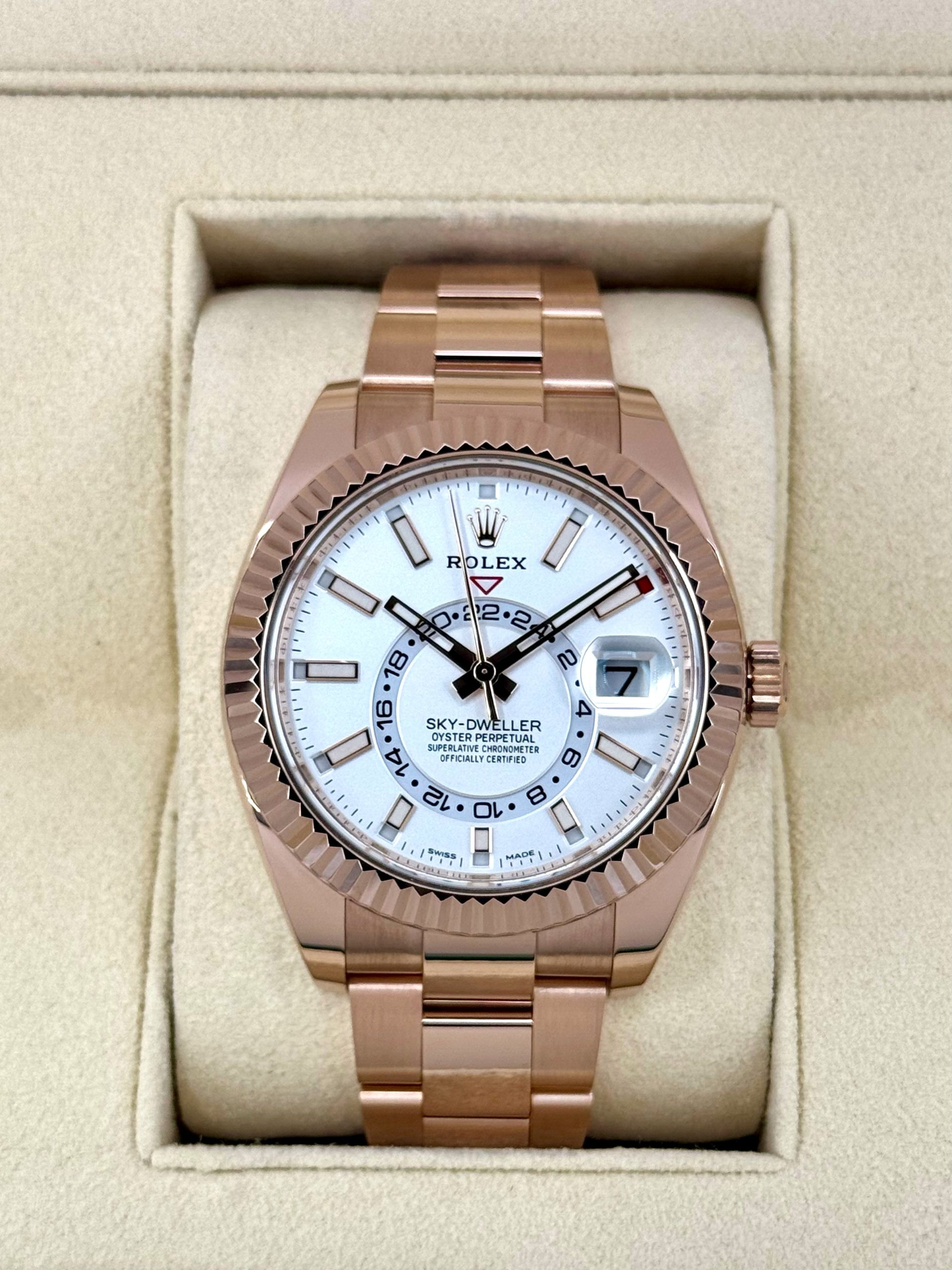 2023 Rolex Sky-Dweller 42mm 326935 Rose Gold White Dial